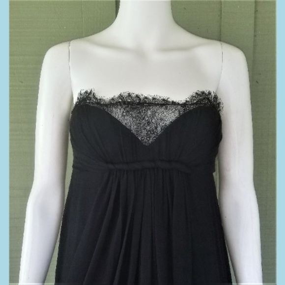 OSCAR DE LA RENTA Black Silk Chiffon Lace Dress - Picture 3 of 8